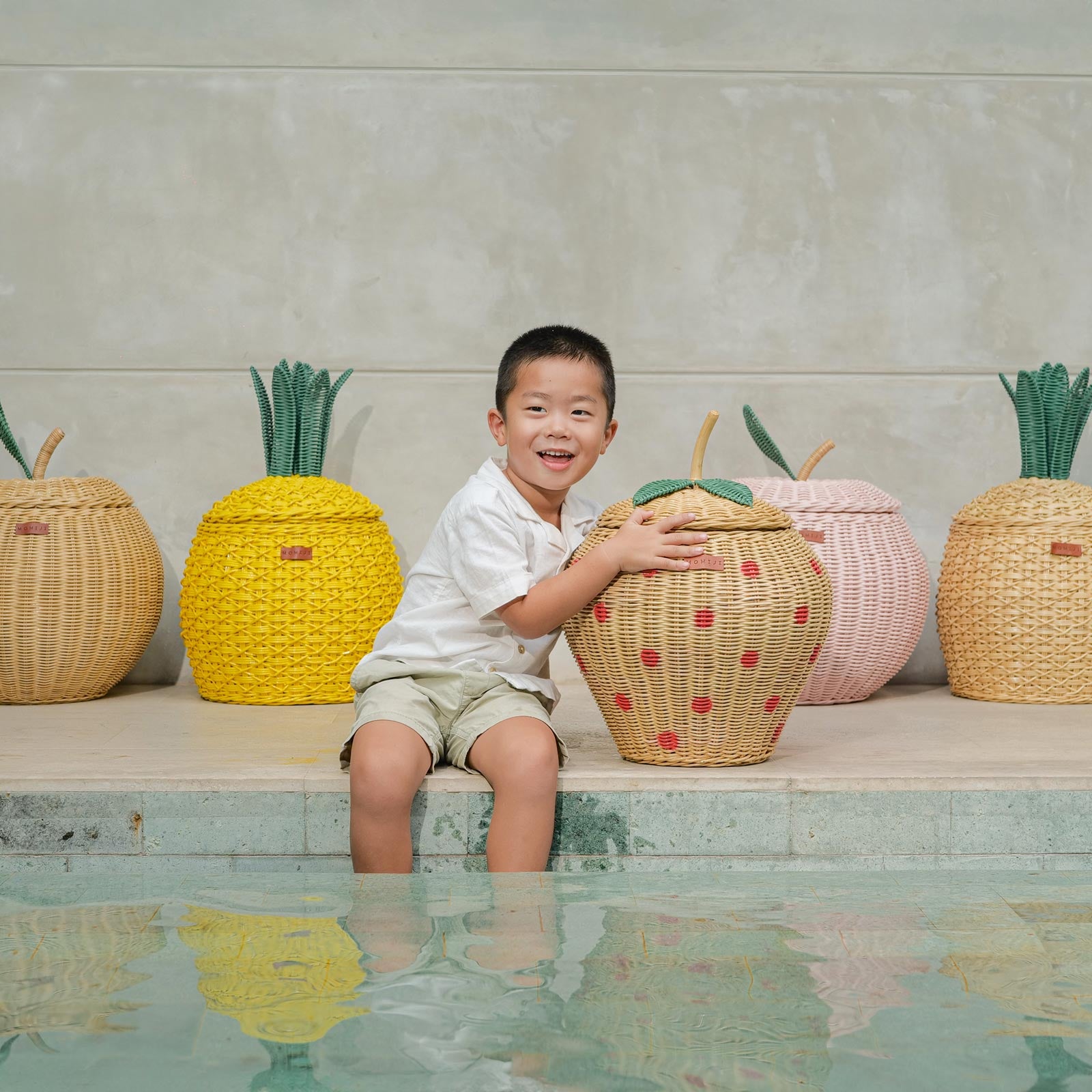 Strawberry Rattan Storage Basket | Natural | MOMIJI