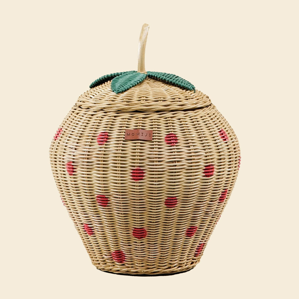 Strawberry Rattan Storage Basket | Front | Natural | MOMIJI