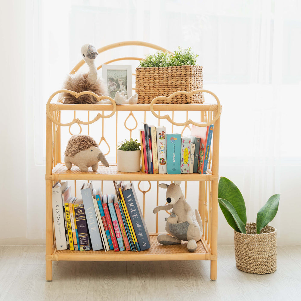 Rattan Shelves | After the Rain Shelf with Books & Toys | Momiji