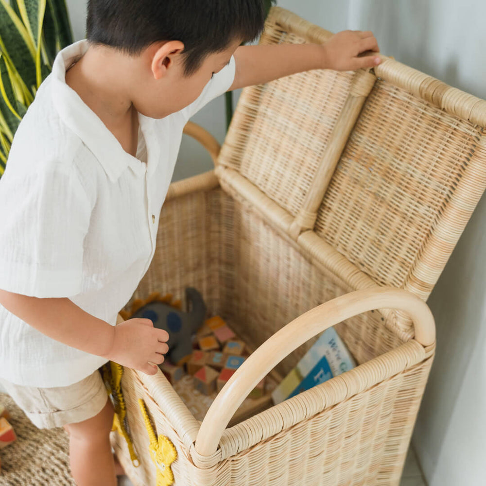 Anais Toy Trunk | Rattan Storage Trunk for Kids | Opened | Momiji