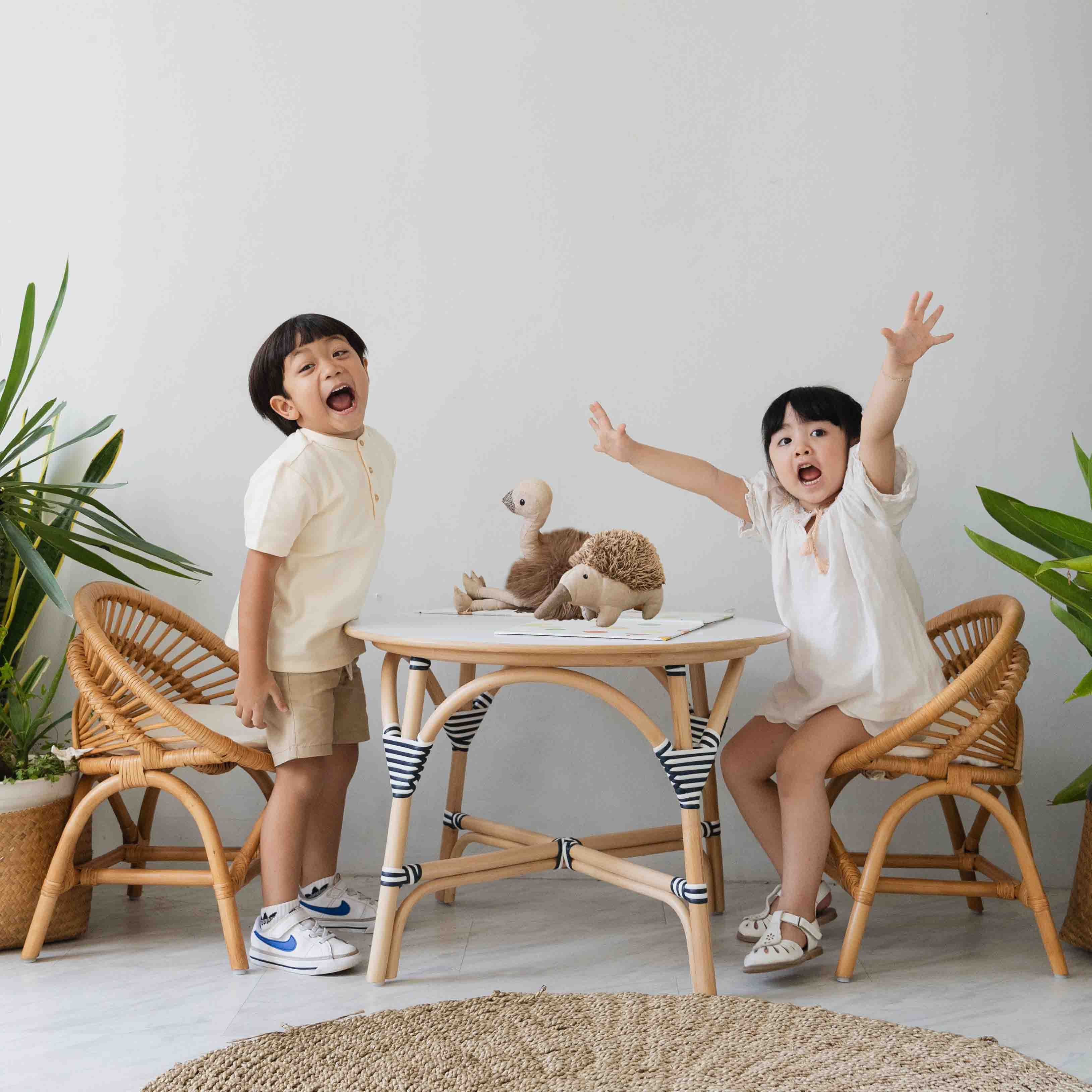 Aulia Kids Table (Medium) & Set of 2 Maya Kids Chairs (Natural)