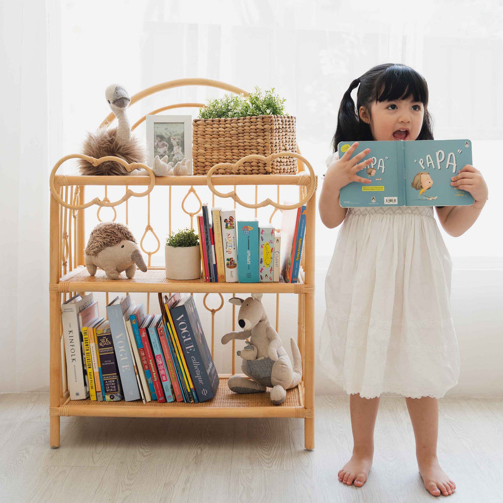 Rattan Shelves | After the Rain Shelf with Books & Toys | Momiji