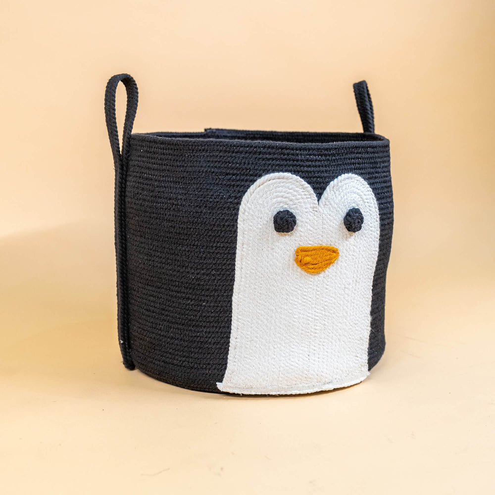 Animal Woven Cotton Rope Basket | Handwoven Baskets | Penguin | Momiji