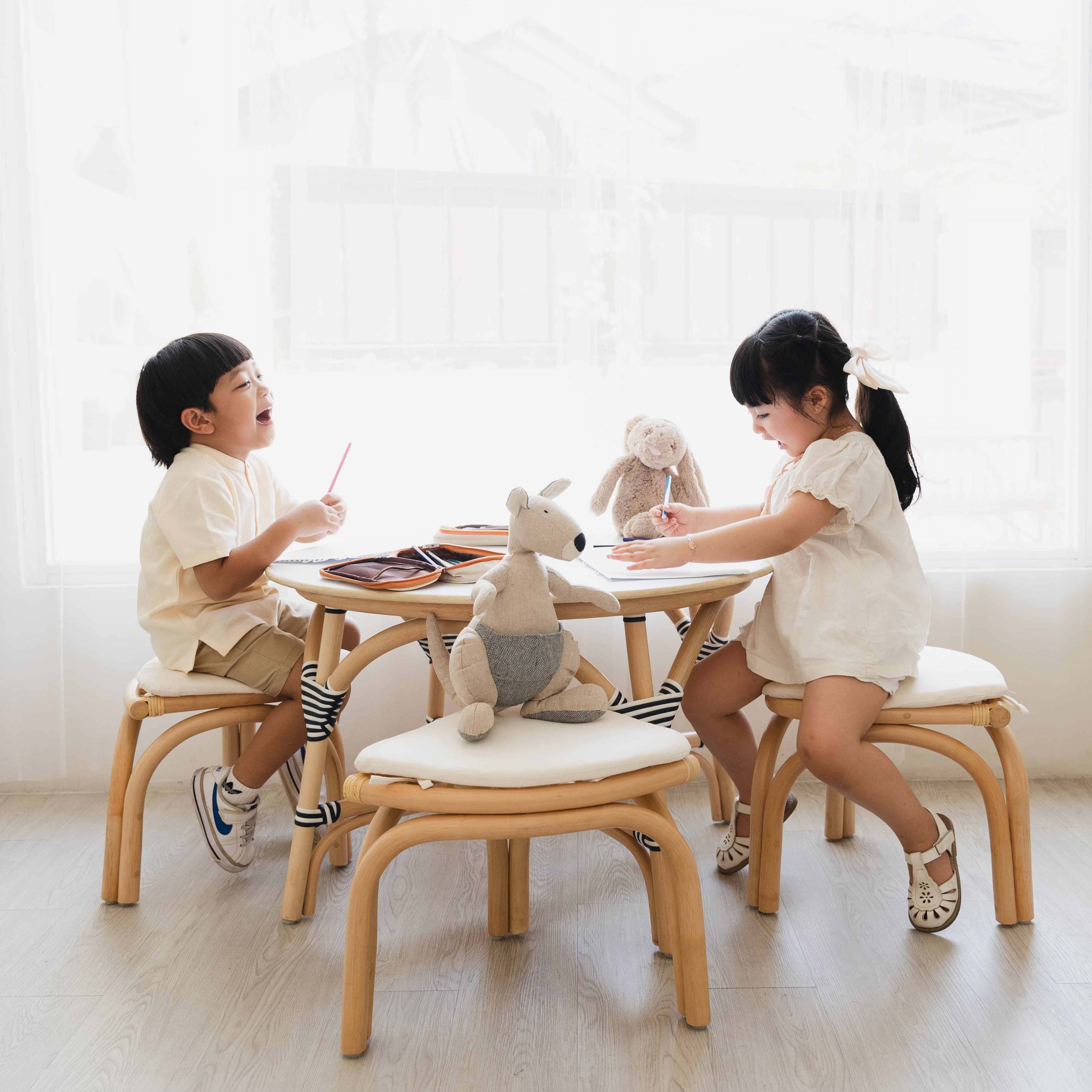 Aulia Kids Table (Large) & Set of Aulia Kids Stools