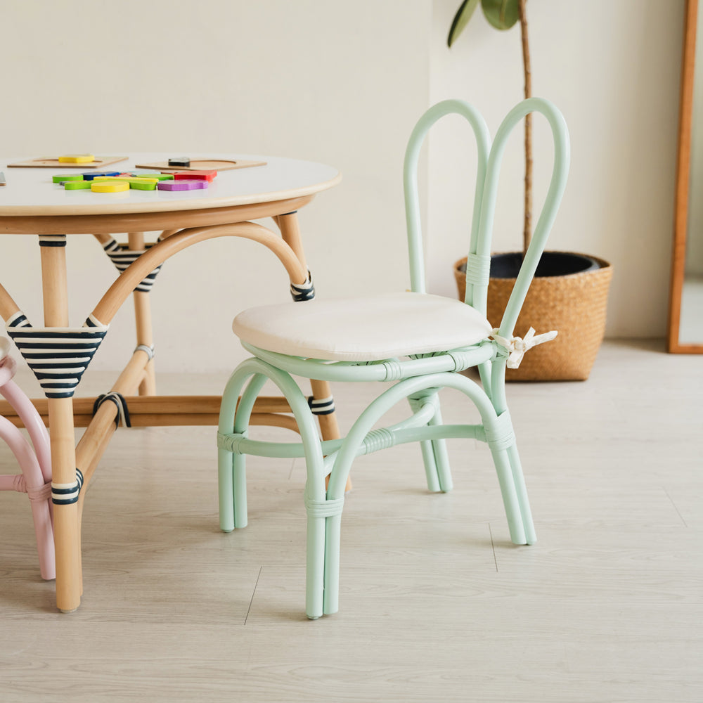 Rattan Chairs | Kids Bunny Chair | Kids Wicker Chair | Mint | MOMIJI 