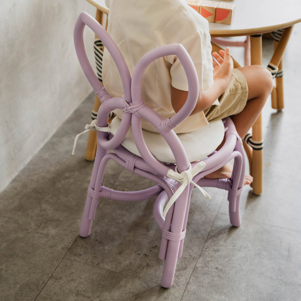 Rattan Chair | Kids Butterfly chair - Purple |  Child sitting on Wicker Chair | MOMIJI