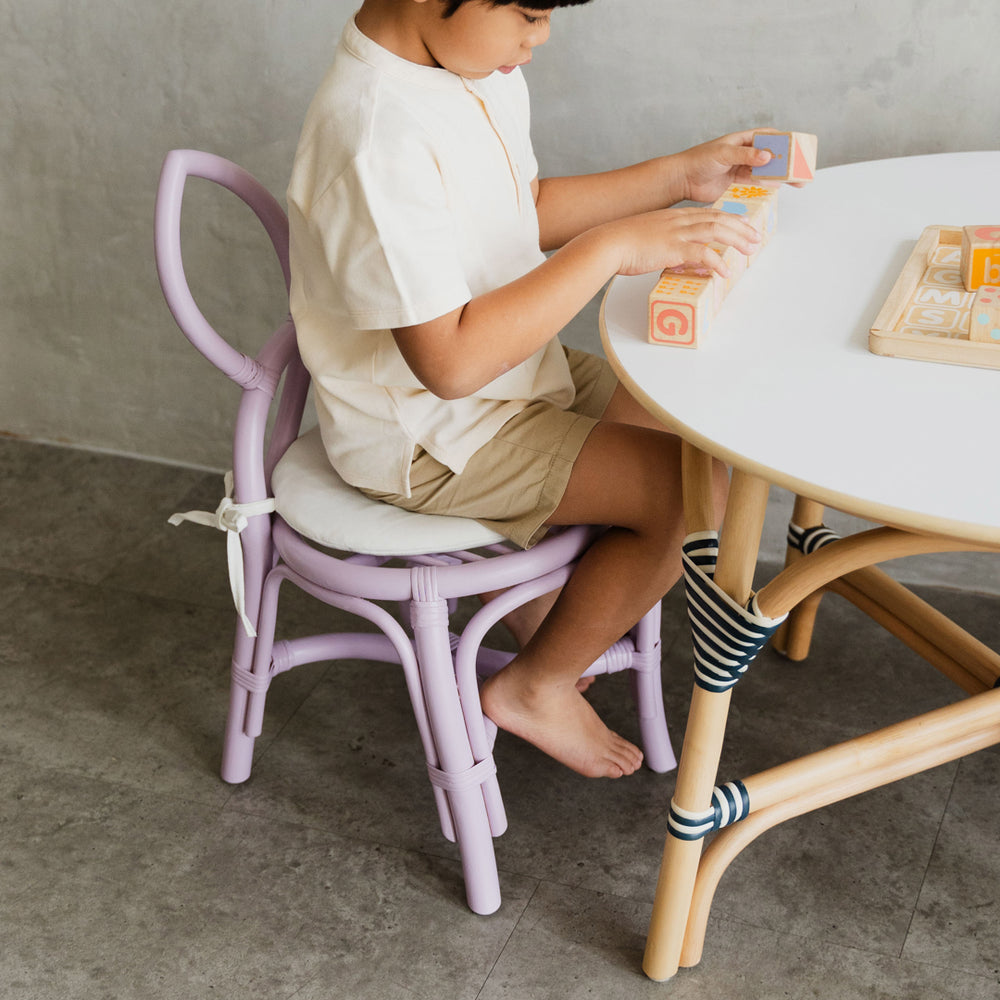 Rattan Chair | Kids Butterfly chair - Purple |  Child Sitting on Wicker Chair | MOMIJI