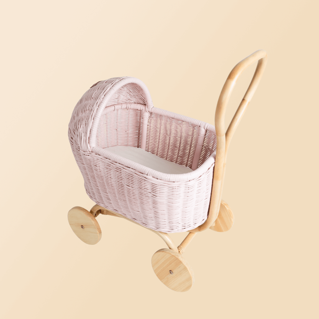 Colette Doll Stroller | Rattan | Pink | MOMIJI