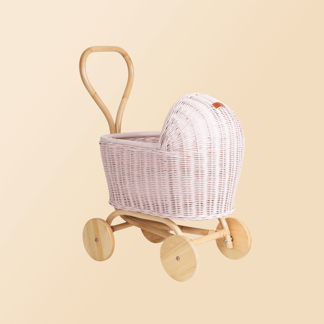 Colette Doll Stroller | Rattan | Pink | MOMIJI