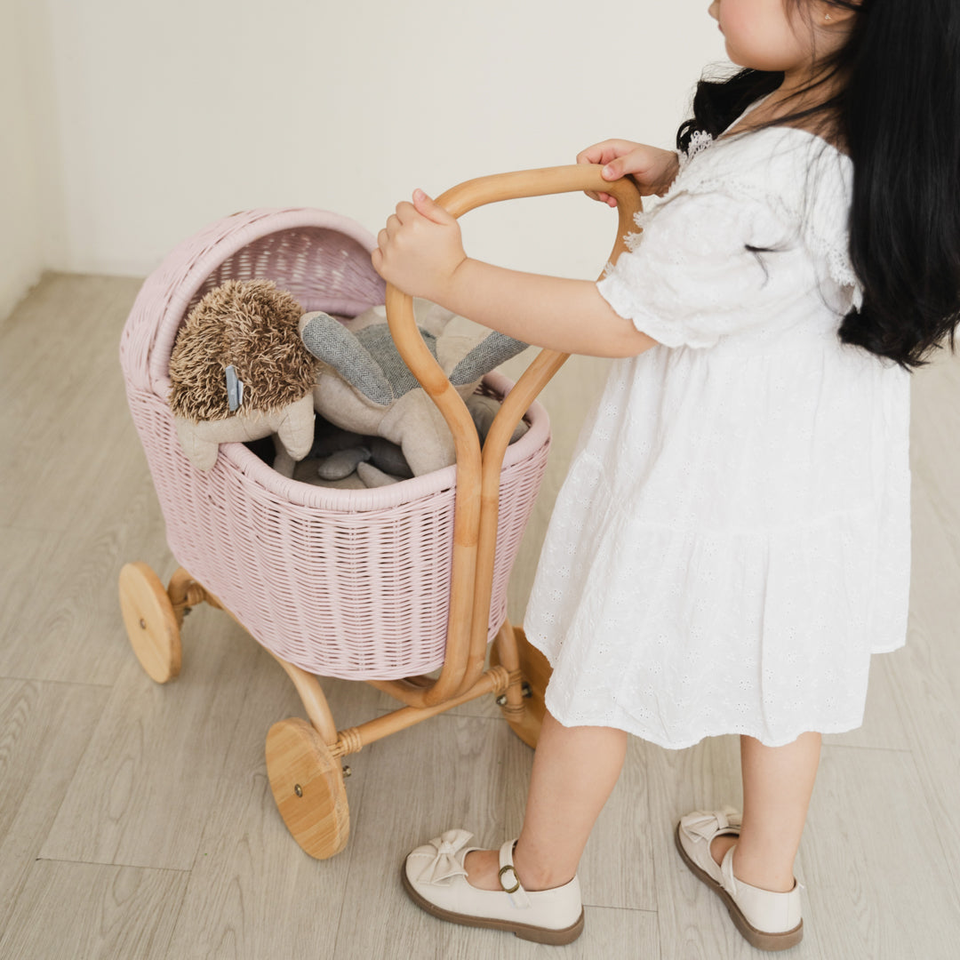 Colette Doll Stroller | Rattan | Pink | MOMIJI