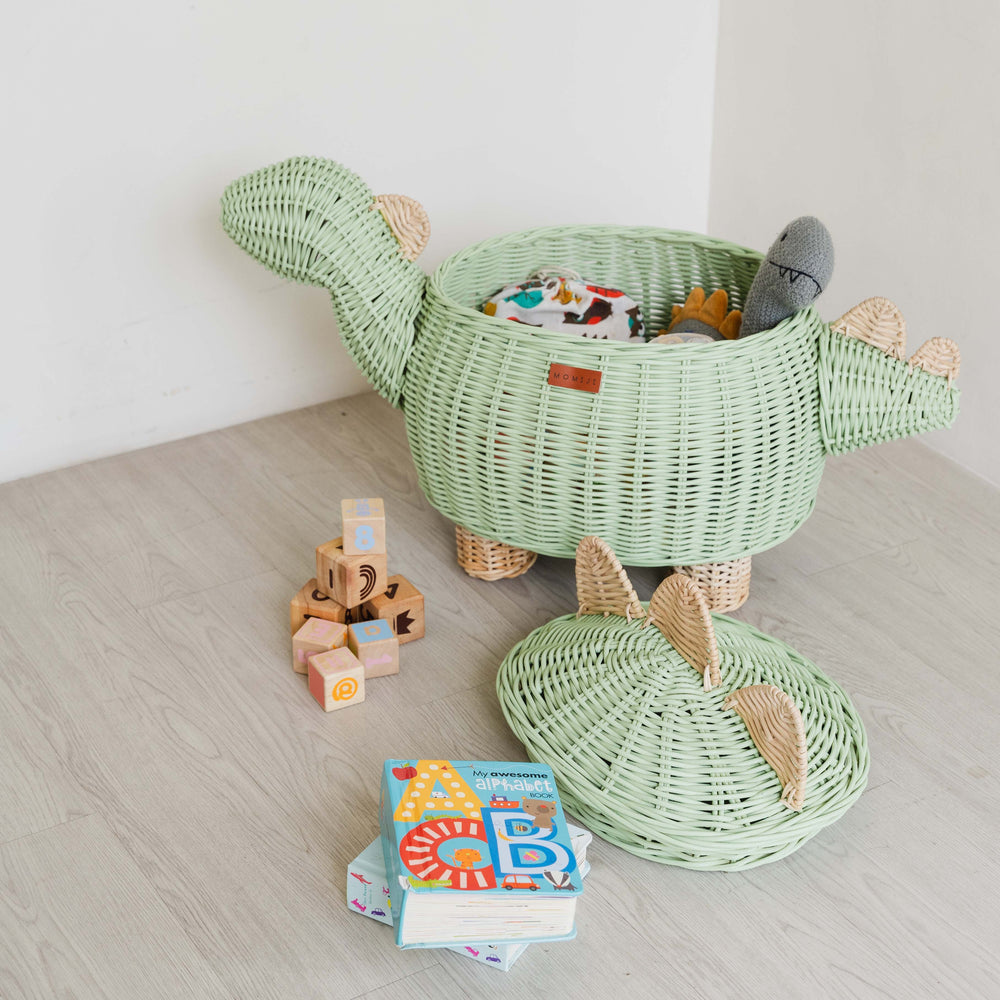 Dinosaur Storage Basket - Mint Green