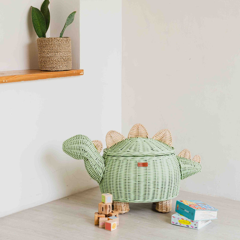 Dinosaur Storage Basket - Mint Green