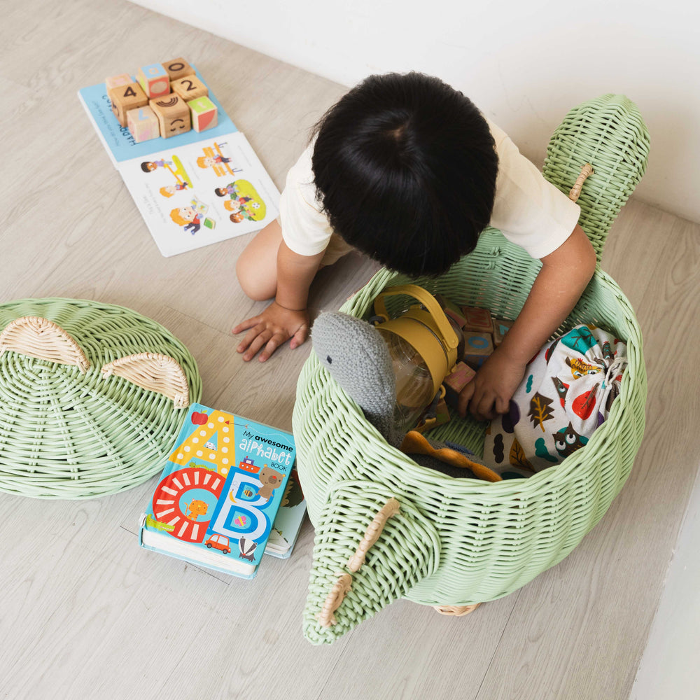 Dinosaur Storage Basket - Mint Green