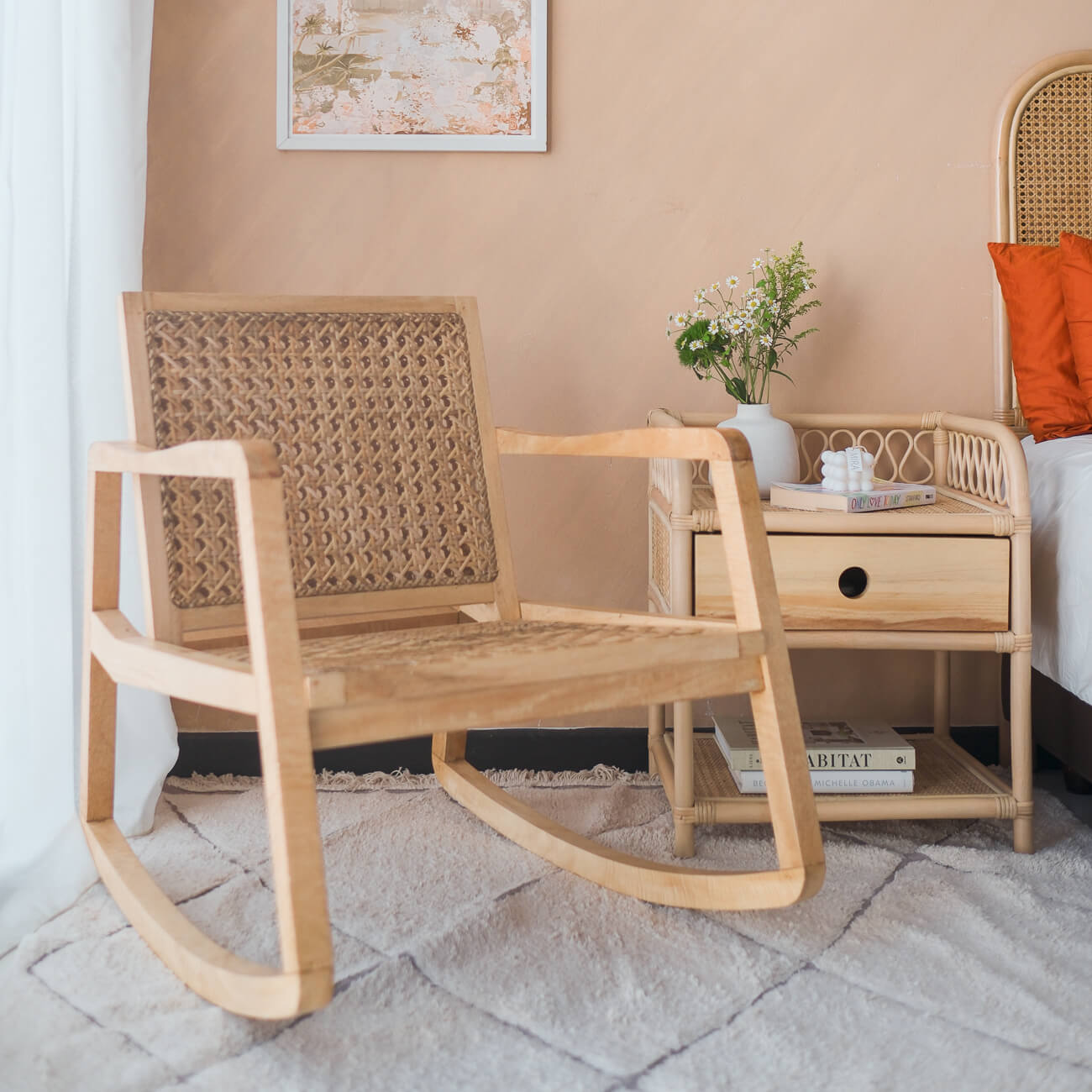 Anya Rattan Chair | Wicker Rocking Chair | MOMIJI