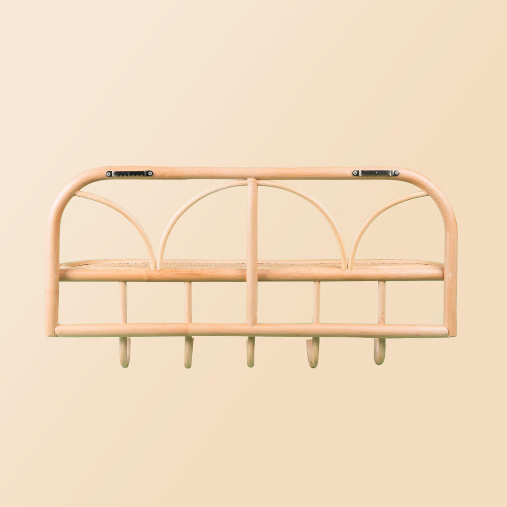 Rattan Wall Shelves with Hooks  | Eleanor Hanging Wall Shelf | Momiji