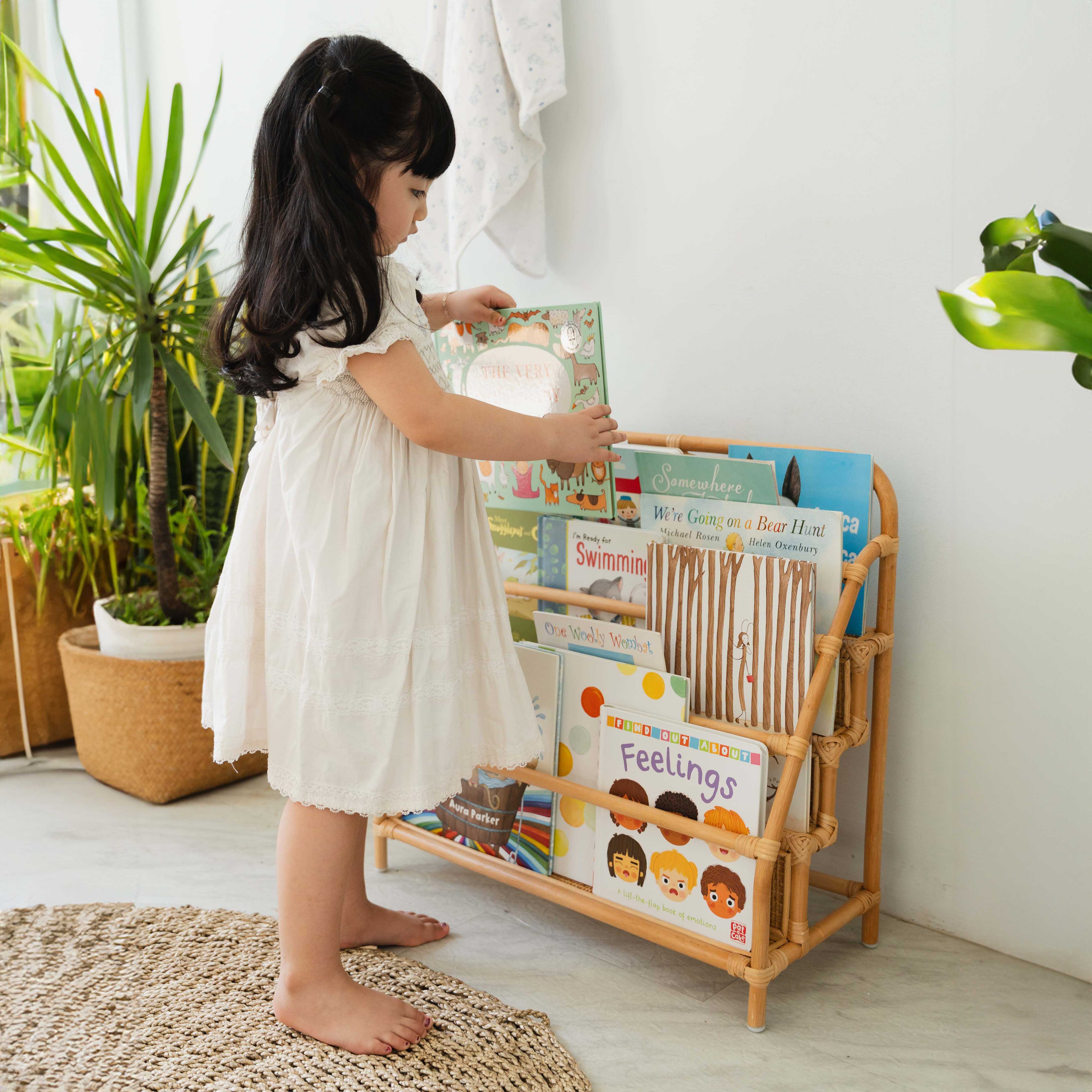 Rattan Shelves | Elena Kids Display Bookshelf | Momiji