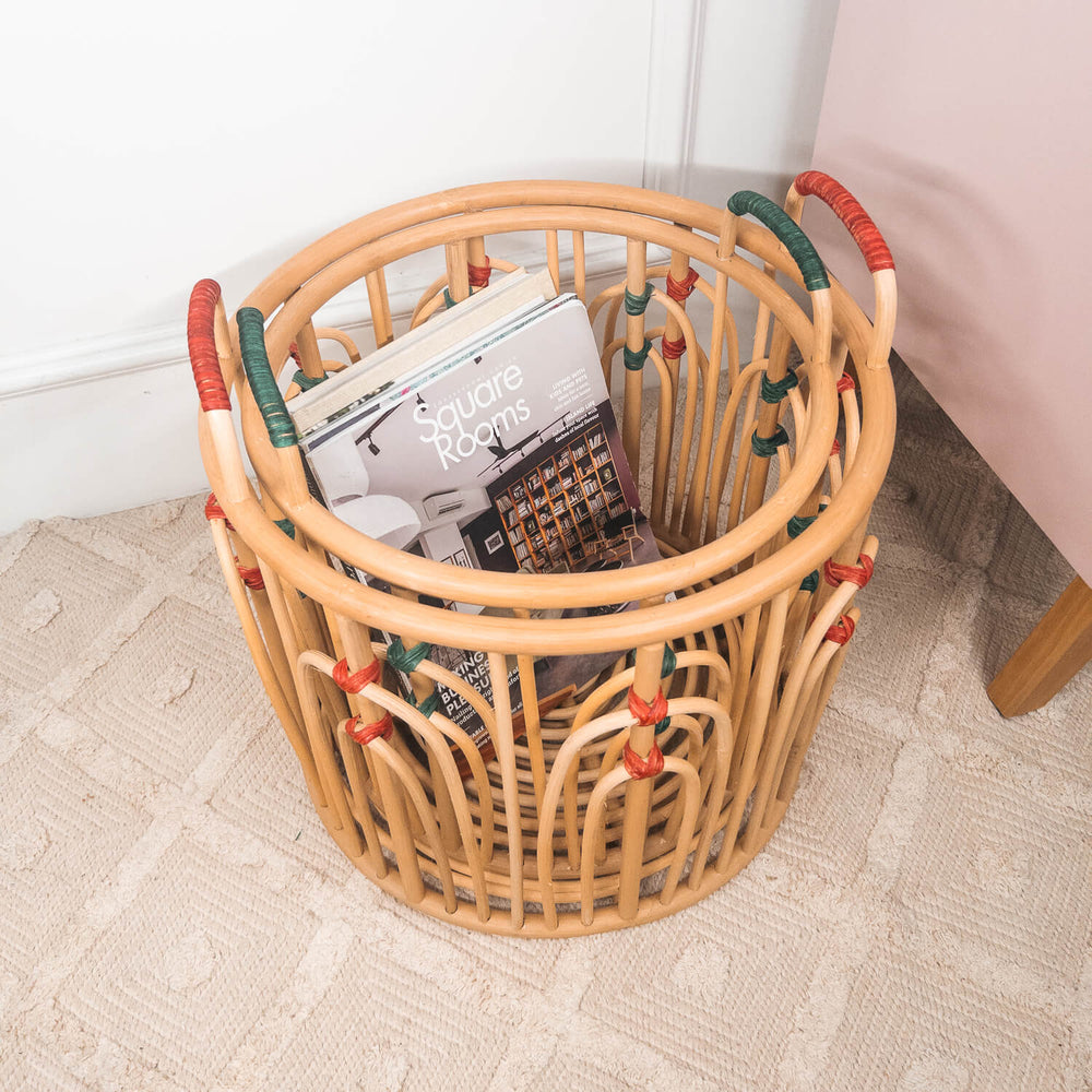 Floret Rattan Storage Basket Set | 2 sizes | Toys Inside | Momiji