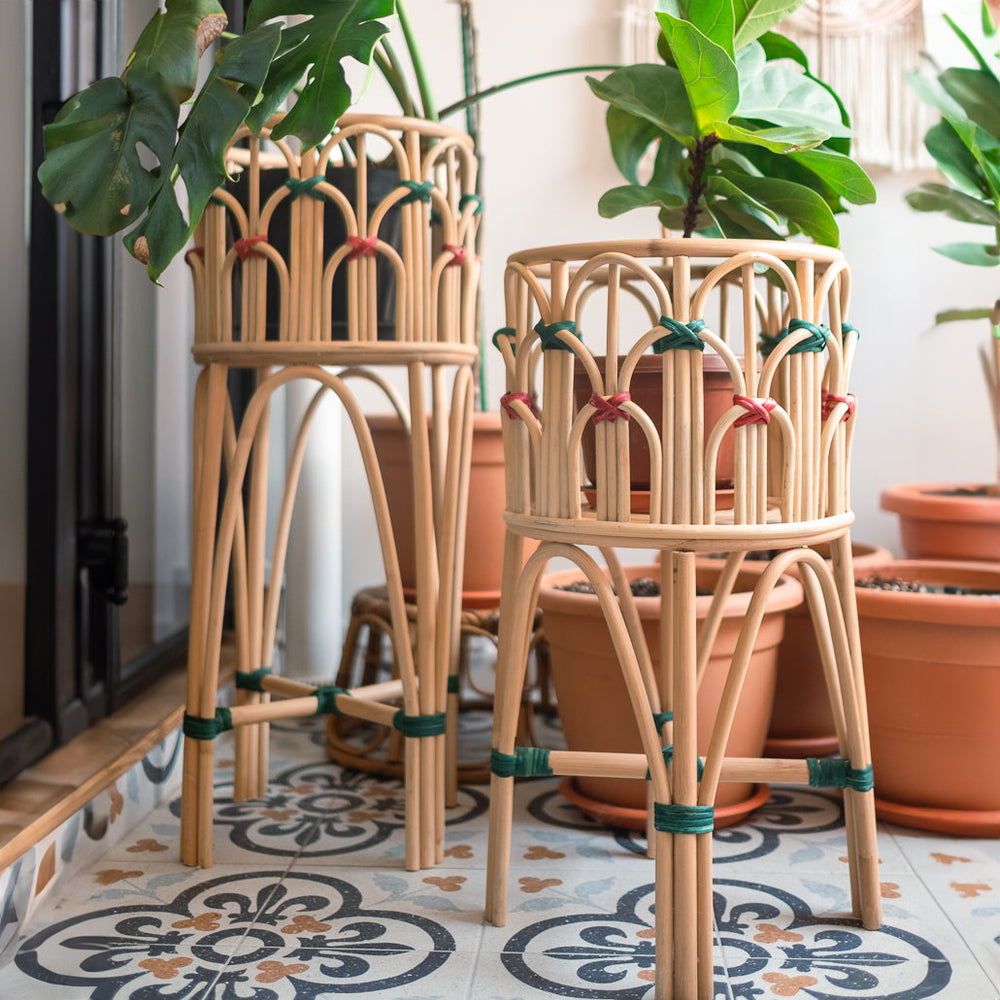 Iris Rattan Plant Stand | Wicker Plant Stand | Round Planter |  MOMIJI