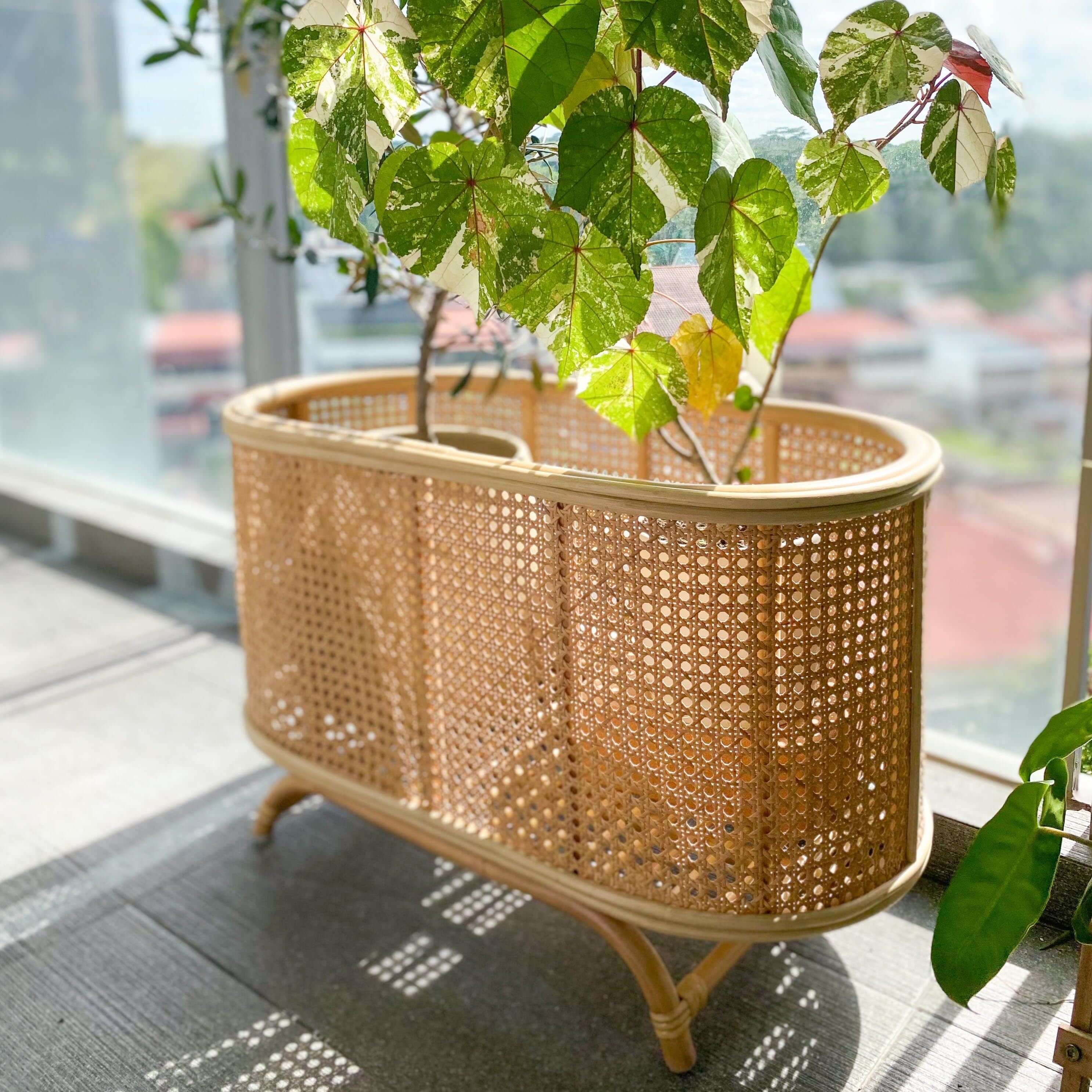 Isle Wicker Plant Stand | Rattan Plant Stand | Indoor & Outdoor Use | Plants Inside | MOMIJI