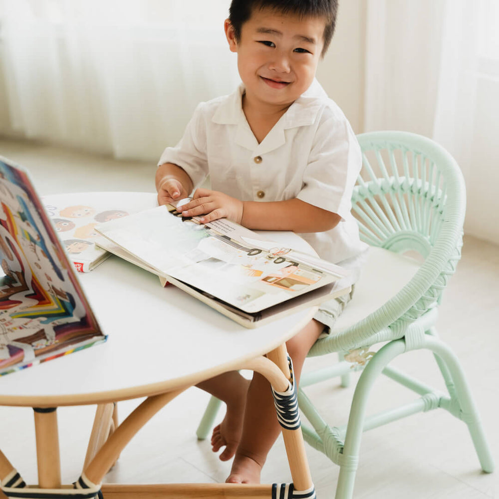 Rattan Chairs |  Maya Kids Wicker Chair - Mint Green | MOMIJI