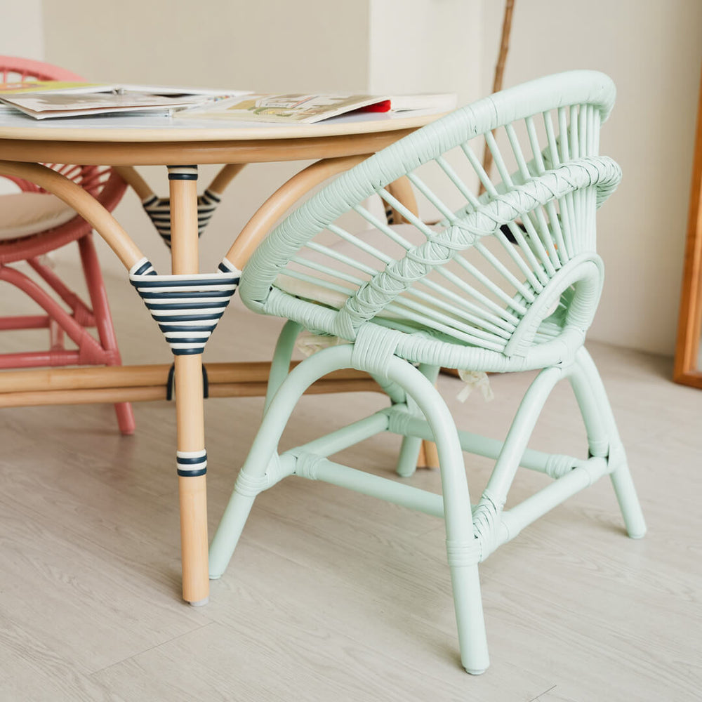 Rattan Chairs |  Maya Kids Wicker Chair - Mint Green | MOMIJI