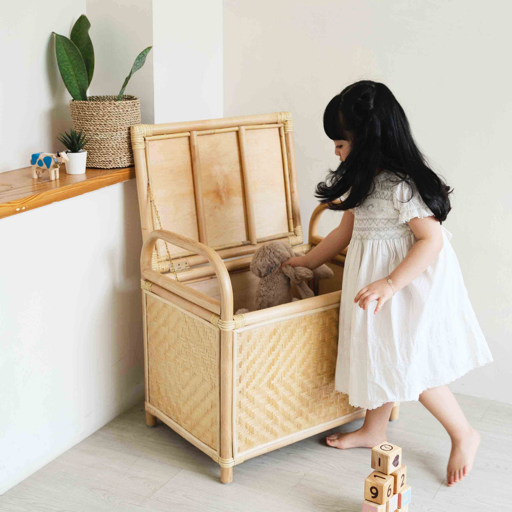 Mia Storage Bench | Rattan Bench | Bench with Storage | Opened | MOMIJI