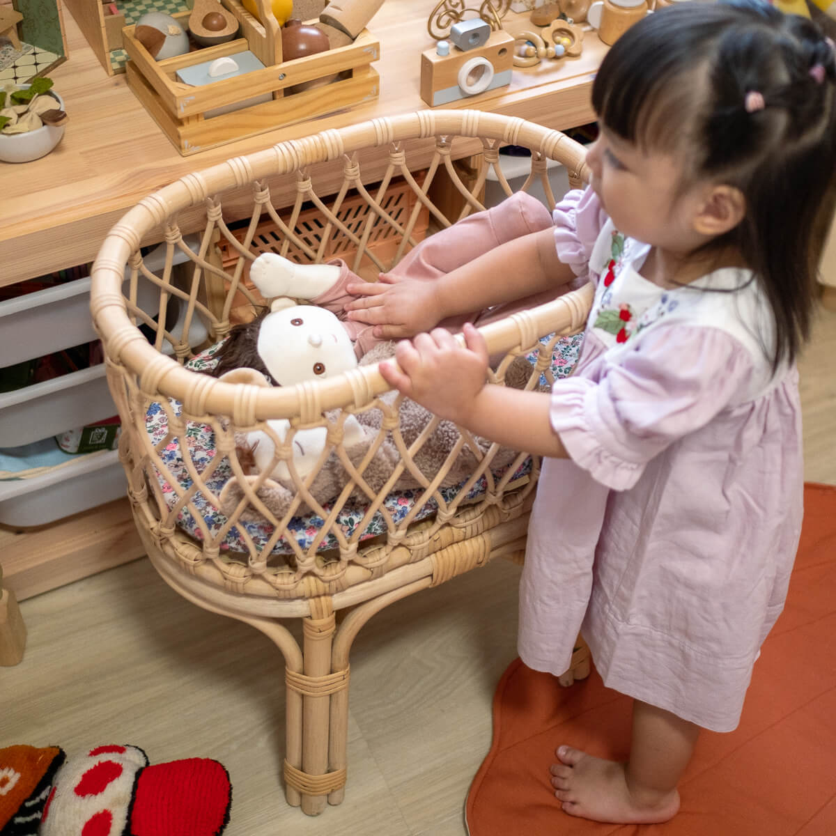 Kids Toys | Olivia Doll Bassinet | Rattan | MOMIJI