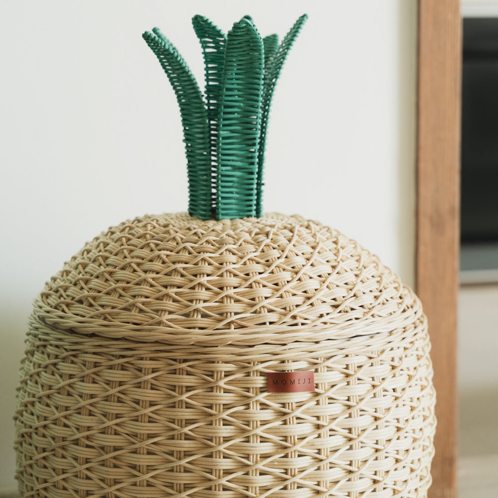 Pineapple Rattan Storage Basket | Close Up Shot | Natural | MOMIJI