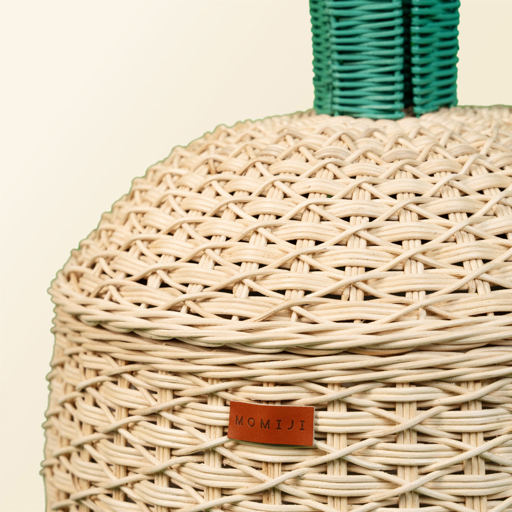 Pineapple Rattan Storage Basket | Logo Close Up | Natural | MOMIJI