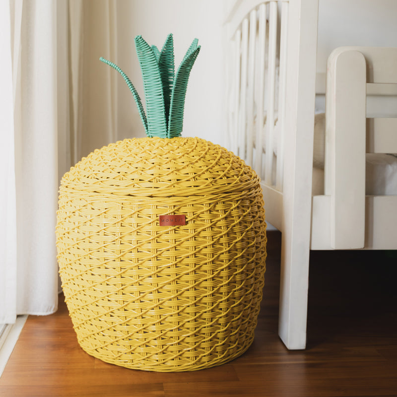 Pineapple Rattan Storage Basket | Closed | Yellow | MOMIJI