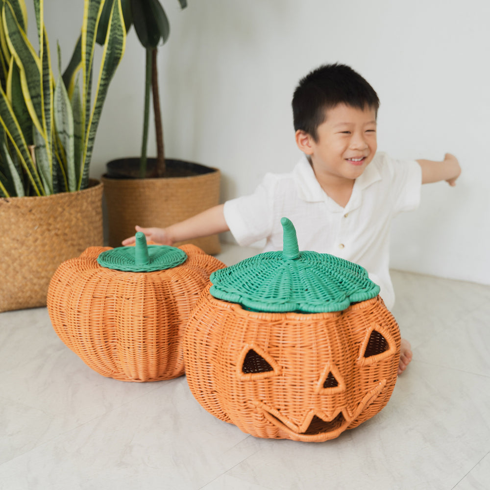 Pumpkin Basket | Rattan Floor Lamp | Face Shape | MOMIJI