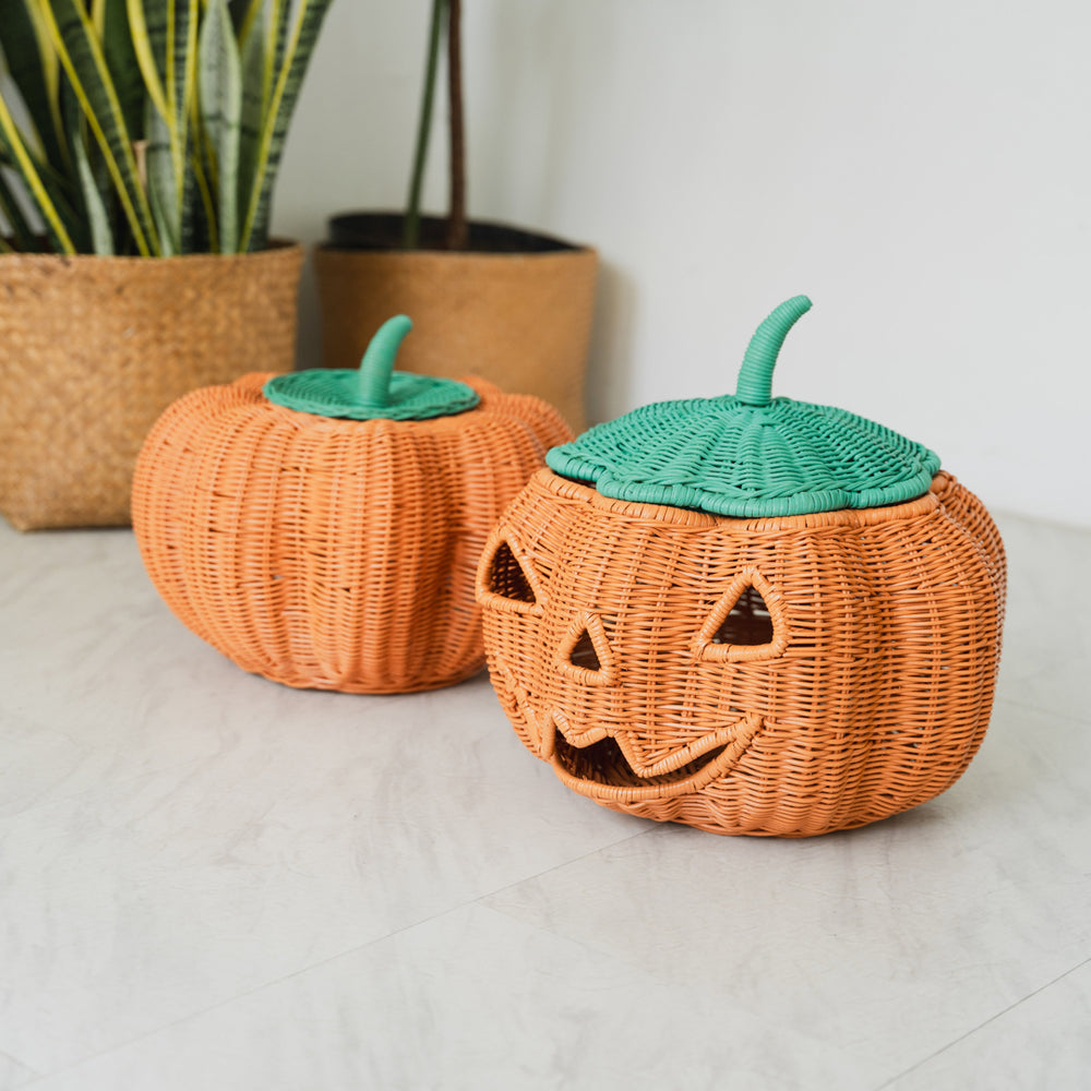 Pumpkin Basket | Rattan Floor Lamp | Face Shape | MOMIJI