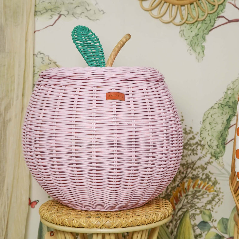 Rattan Basket | Apple Storage Basket Closed | Pink |  Momiji