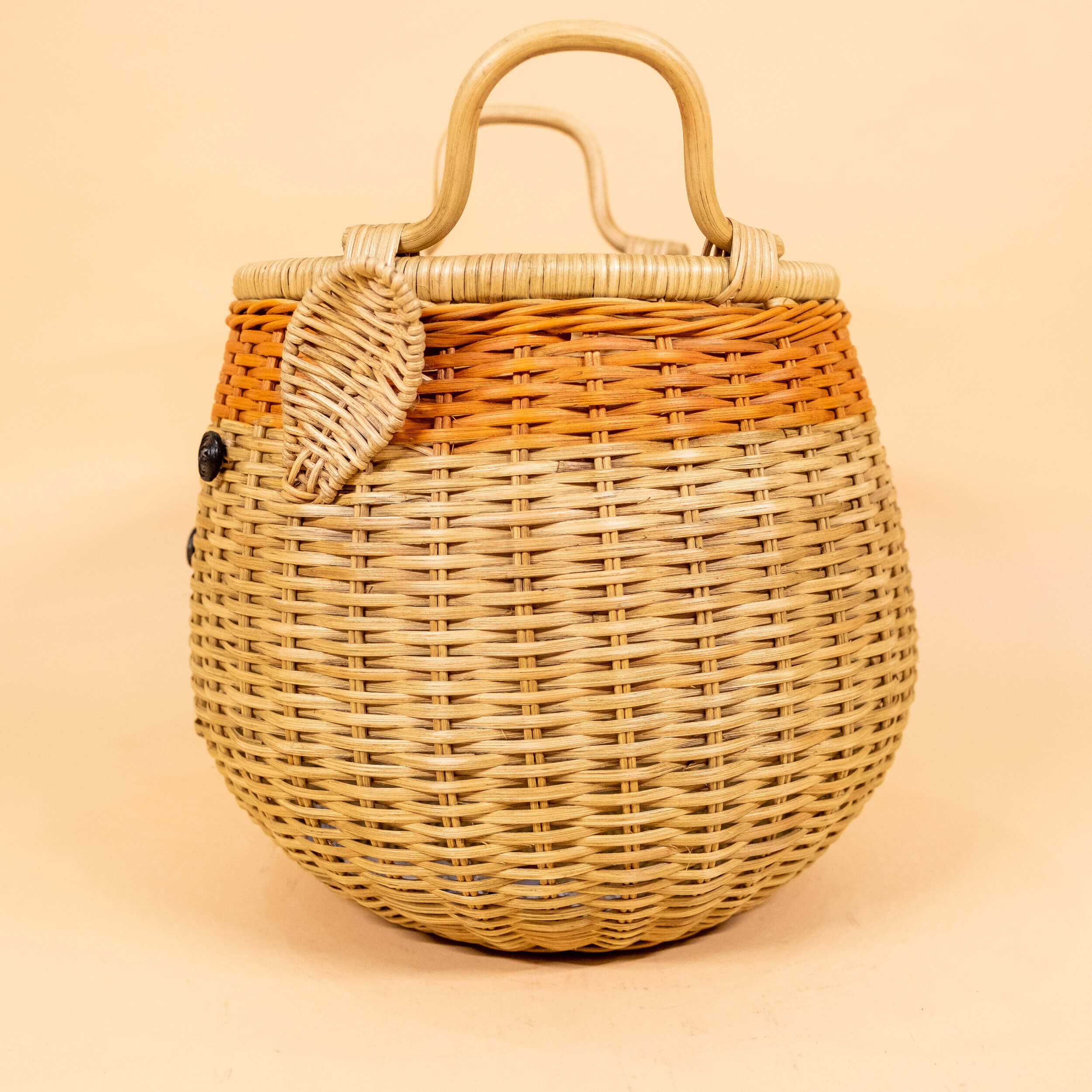 Reindeer Rattan Storage Basket | Handwoven Wicker Basket with Lid  | Side View | Momiji