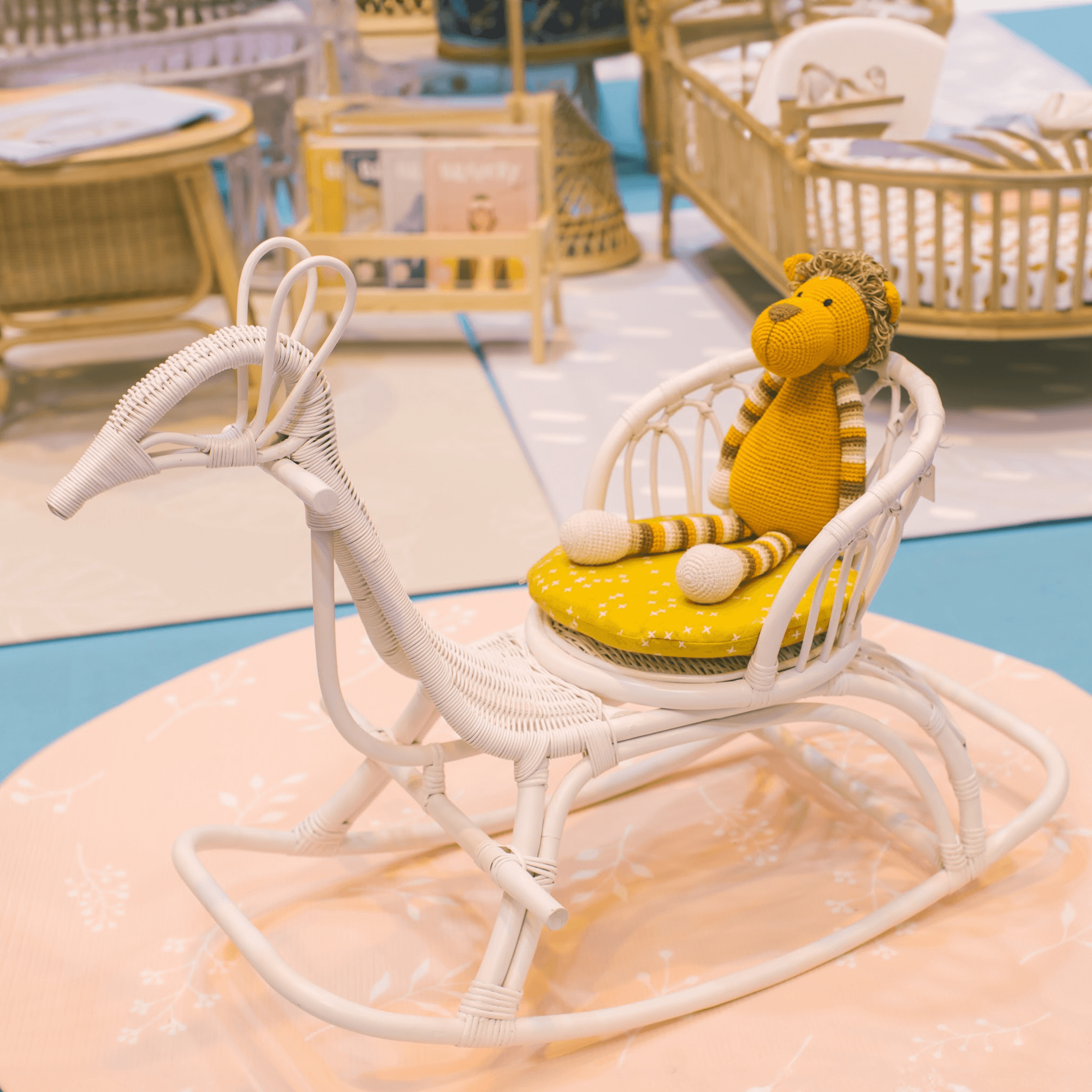 Kids Peacock Rocking Chair | Rattan | Pink | MOMIJI