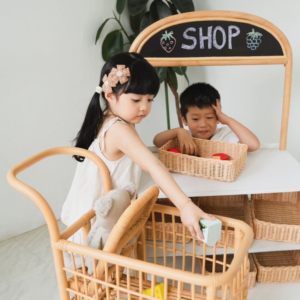 Kids Rattan Shopping Cart | Kids Toys | MOMIJI