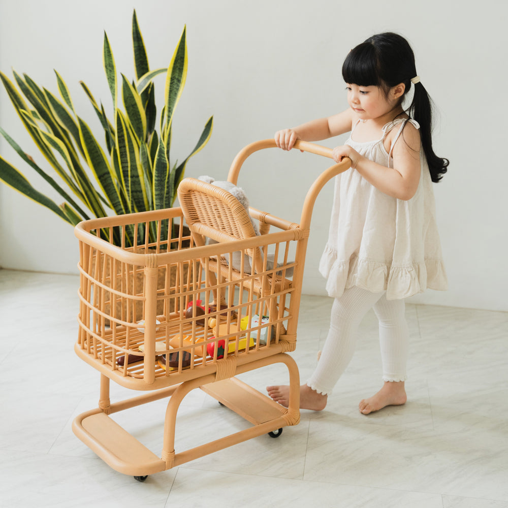 Kids Rattan Shopping Cart | Kids Toys | MOMIJI