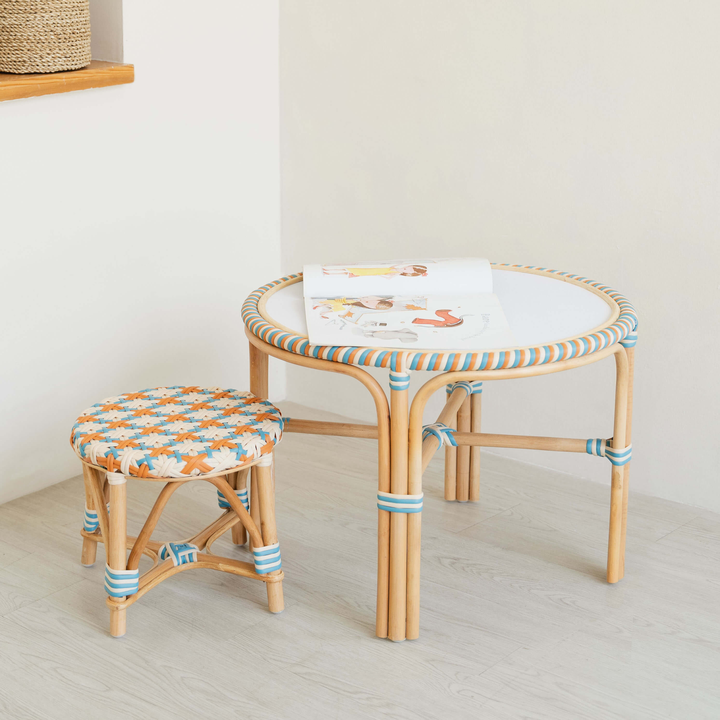 Rattan Table and Stool | Xander Kids Rattan Table and Stool | MOMIJI