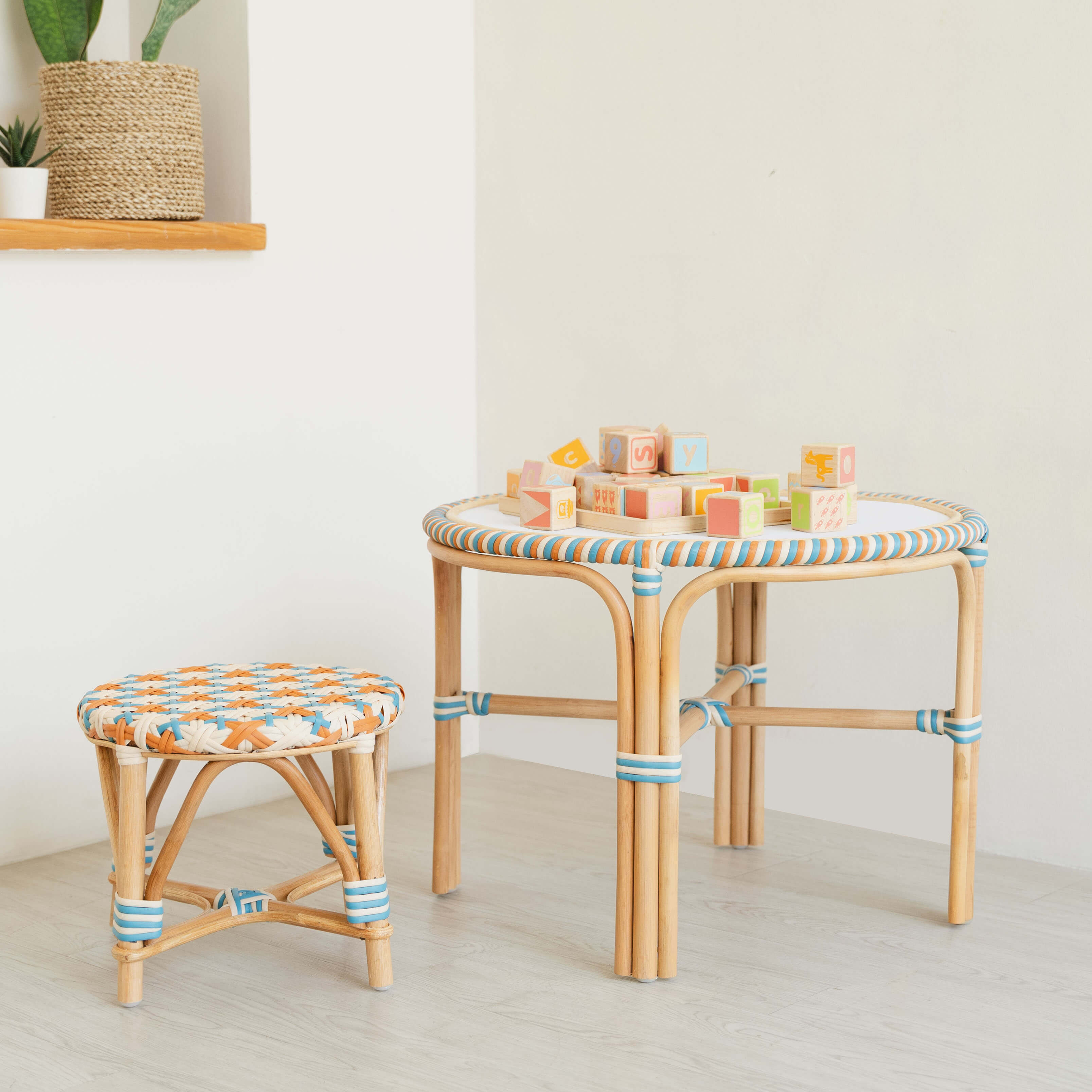 Rattan Table and Stool | Xander Kids Rattan Table and Stool | MOMIJI