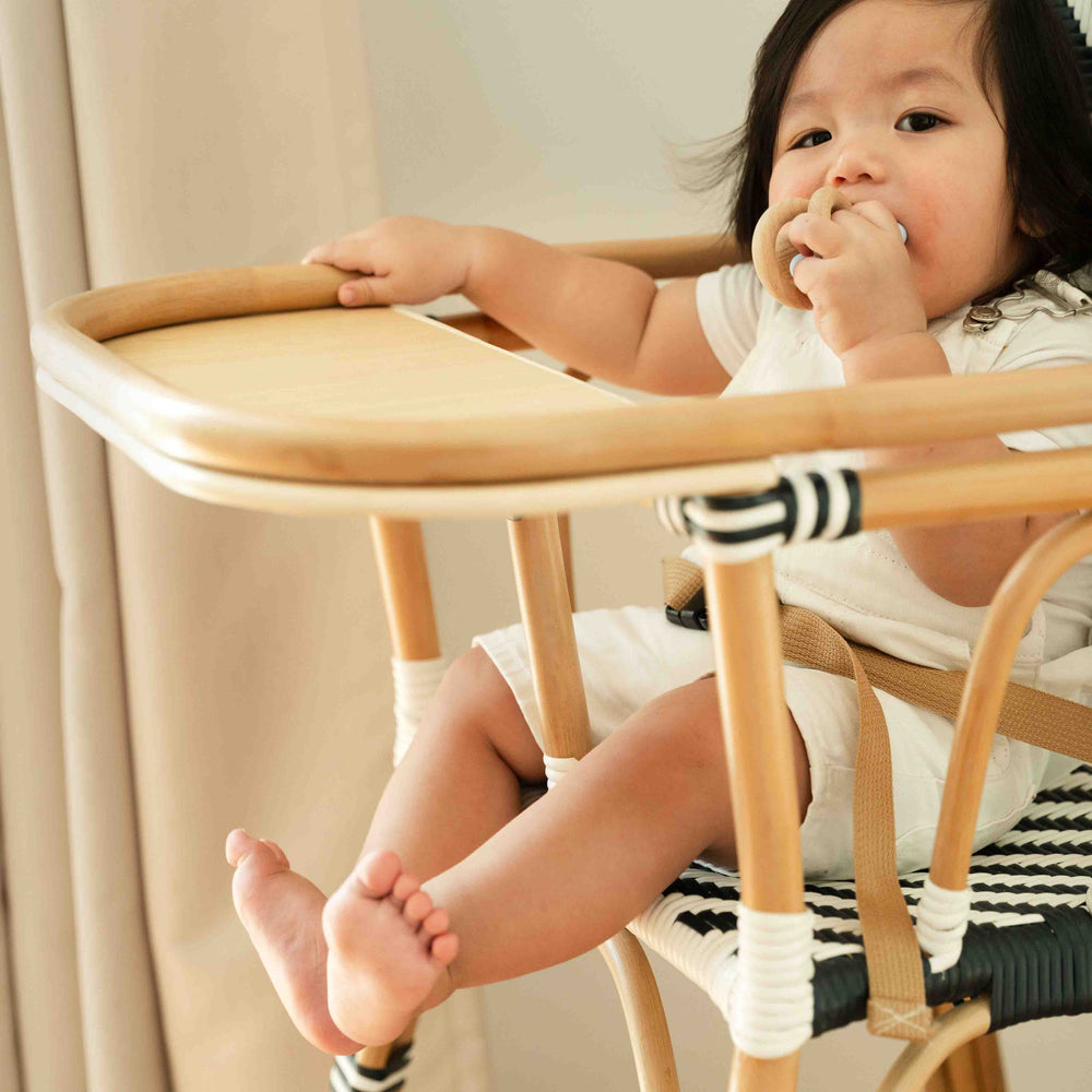 Rattan Chairs | Tumbuh Kids High Chair | Child Sitting on Wicker High Chair | MOMIJI