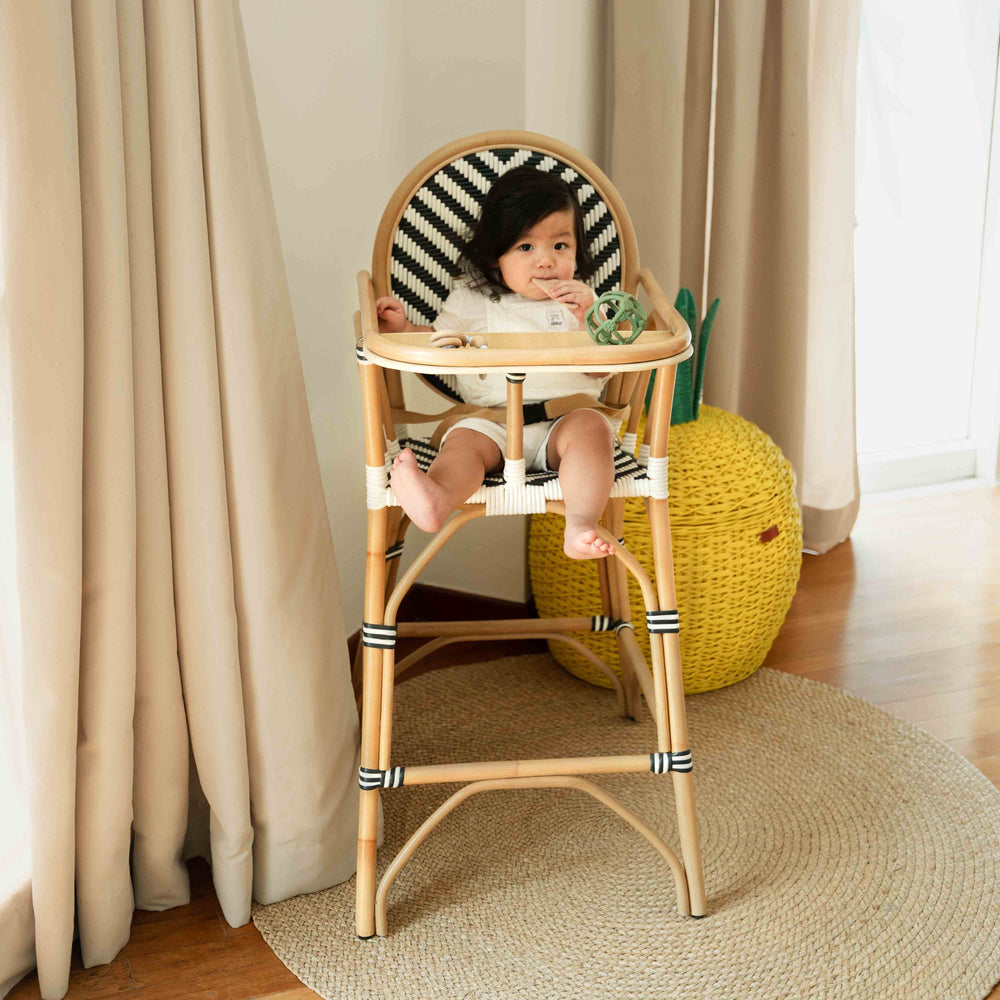 Rattan Chairs | Tumbuh Kids High Chair | Child Sitting on Wicker High Chair | MOMIJI