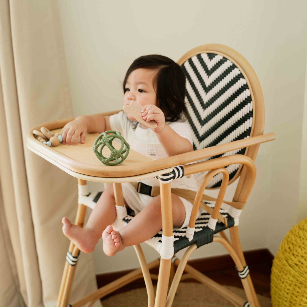 Rattan Chairs | Tumbuh Kids High Chair | Child Sitting on Wicker High Chair | MOMIJI