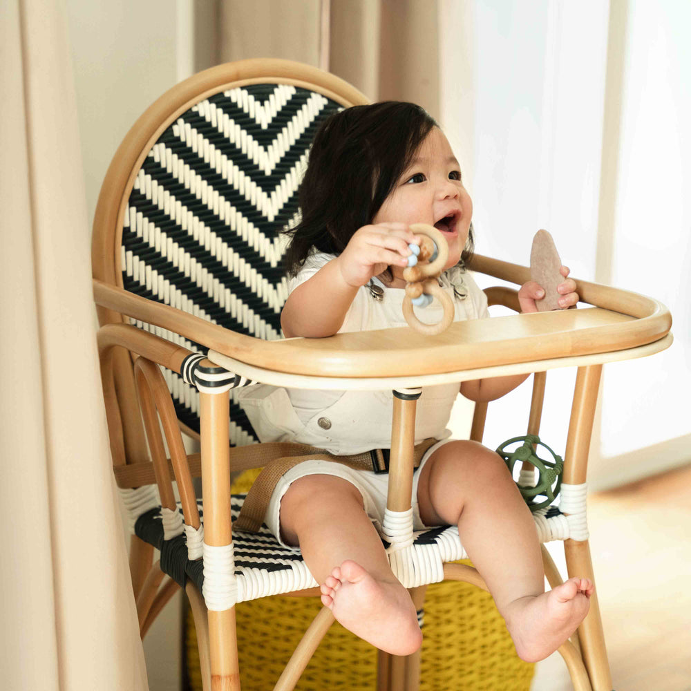 Rattan Chairs | Tumbuh Kids High Chair | Child Sitting on Wicker High Chair | MOMIJI