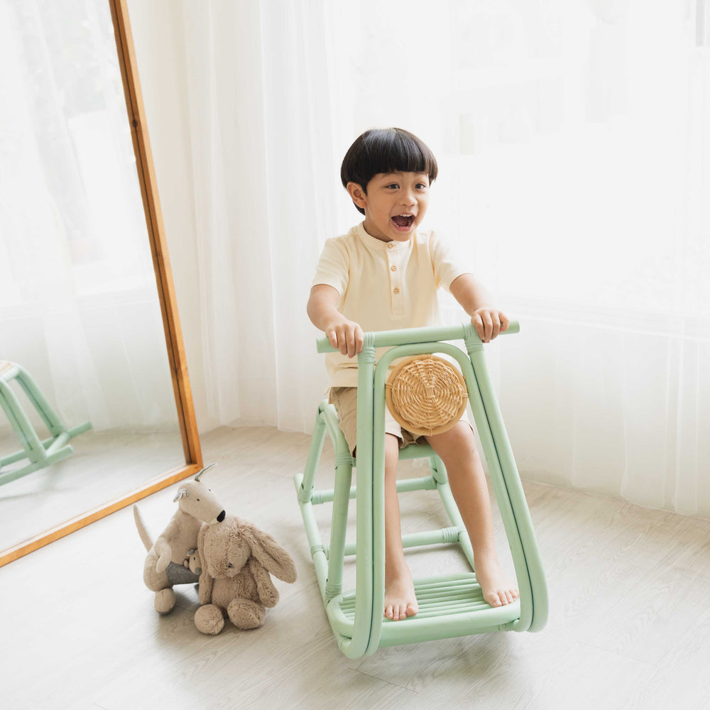 Vespa Rocker | Wicker Rocker | Mint | Happy Child on Rocker  MOMIJI