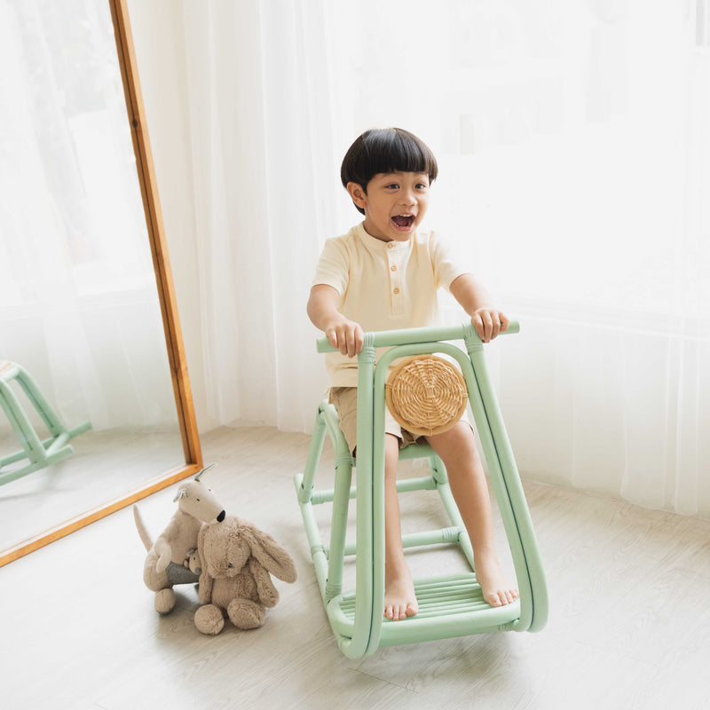 Vespa Rocker | Wicker Rocker | Mint | Happy Child on Rocker  MOMIJI