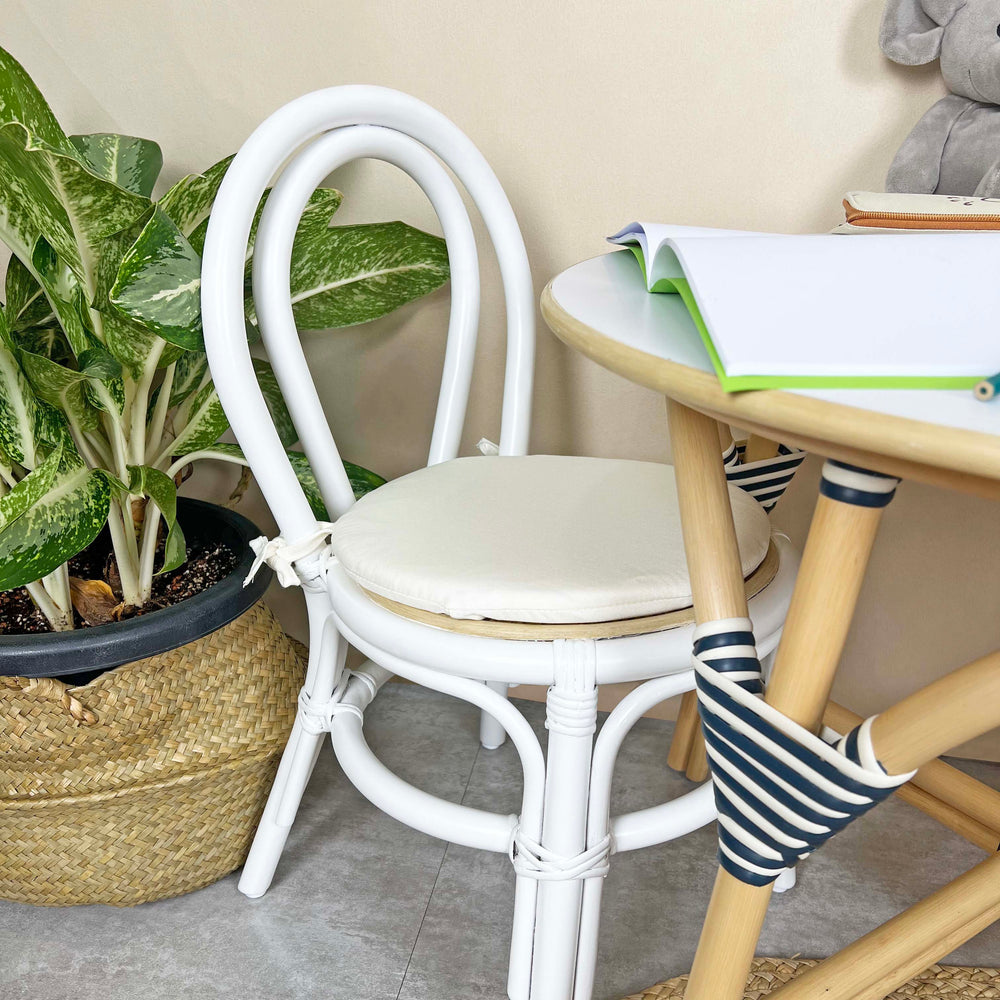 Rattan Chair | Aulia Kids Chair - White | with Cushion | MOMIJI