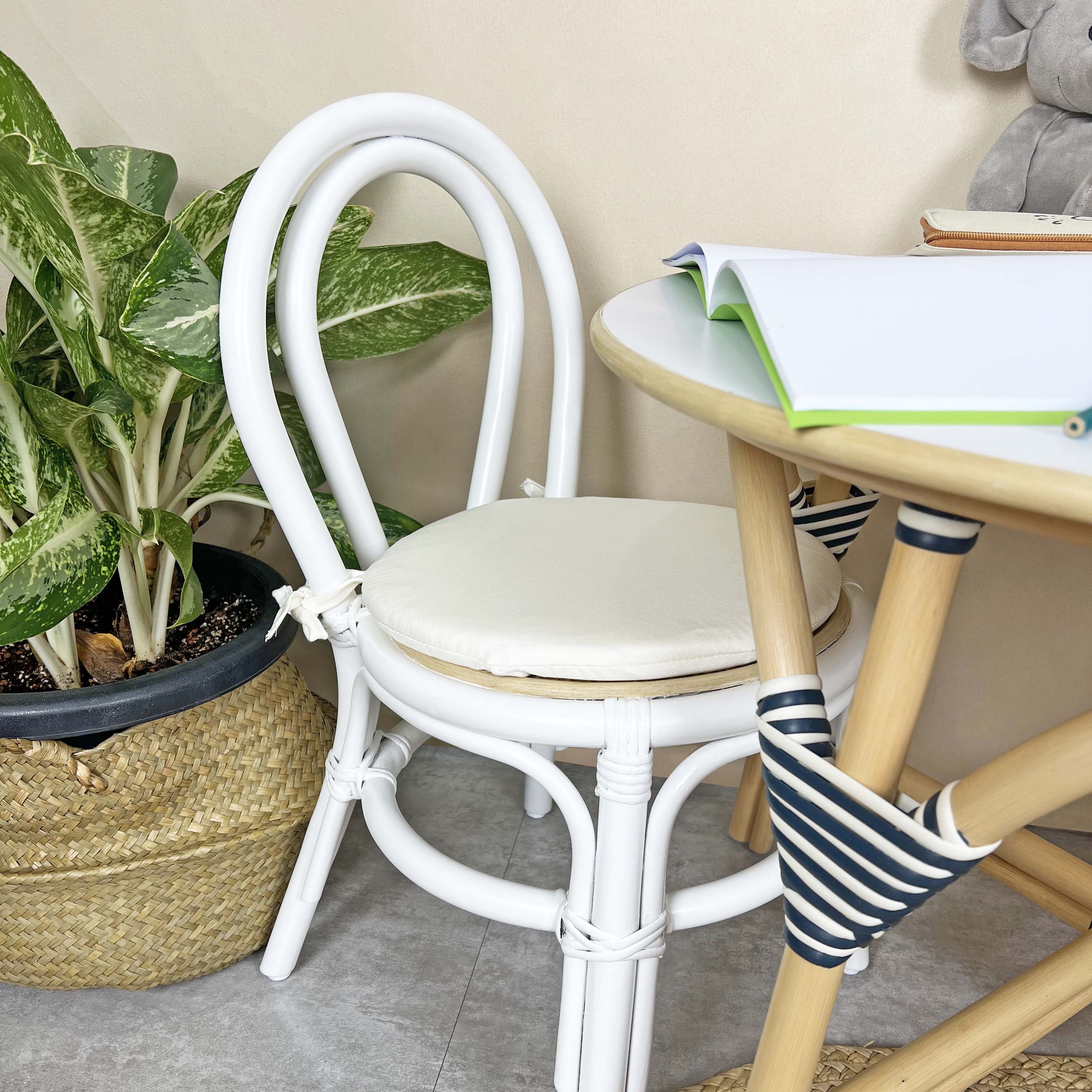 Rattan Chair | Aulia Kids Chair - White | with Cushion | MOMIJI