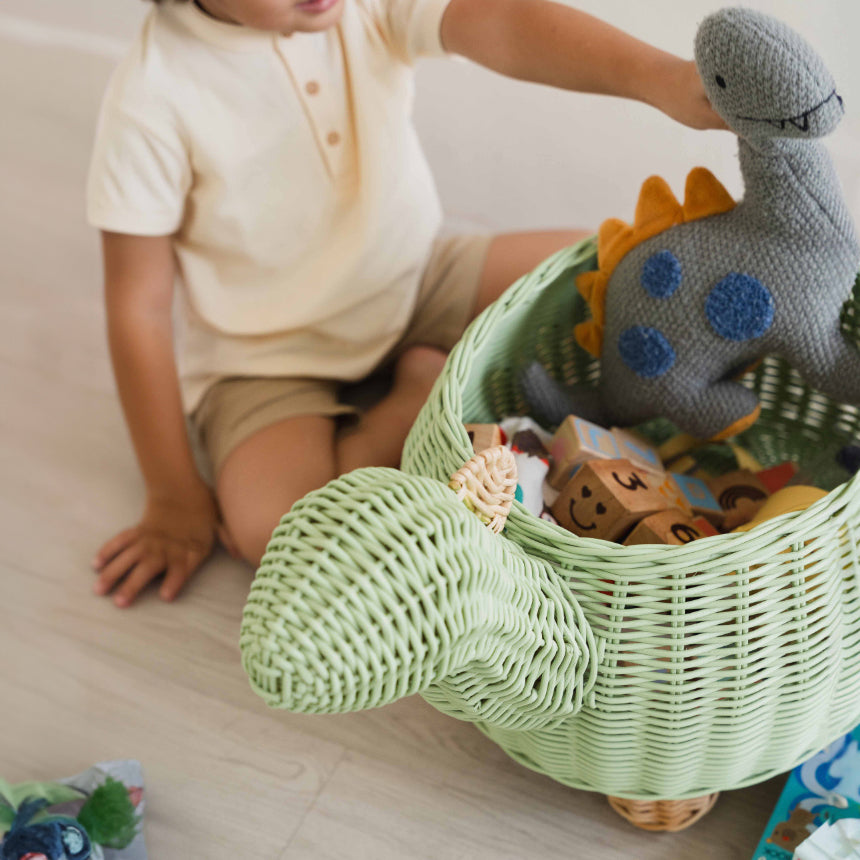 Dinosaur Storage Basket - Mint Green