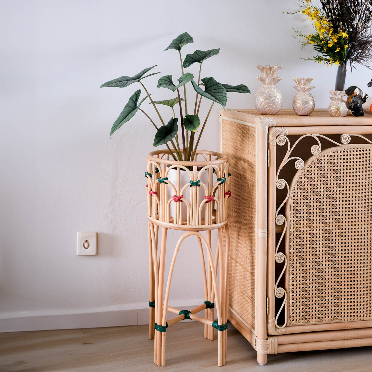 Rattan Cabinet | Fern Storage Cabinet | Front and Side View | Momiji