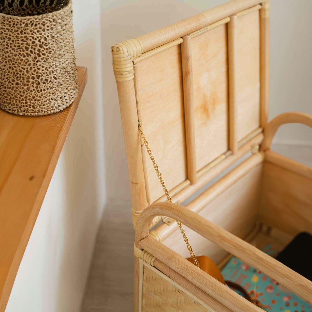 Mia Storage Bench | Rattan Bench | Bench with Storage | Close up View | MOMIJI